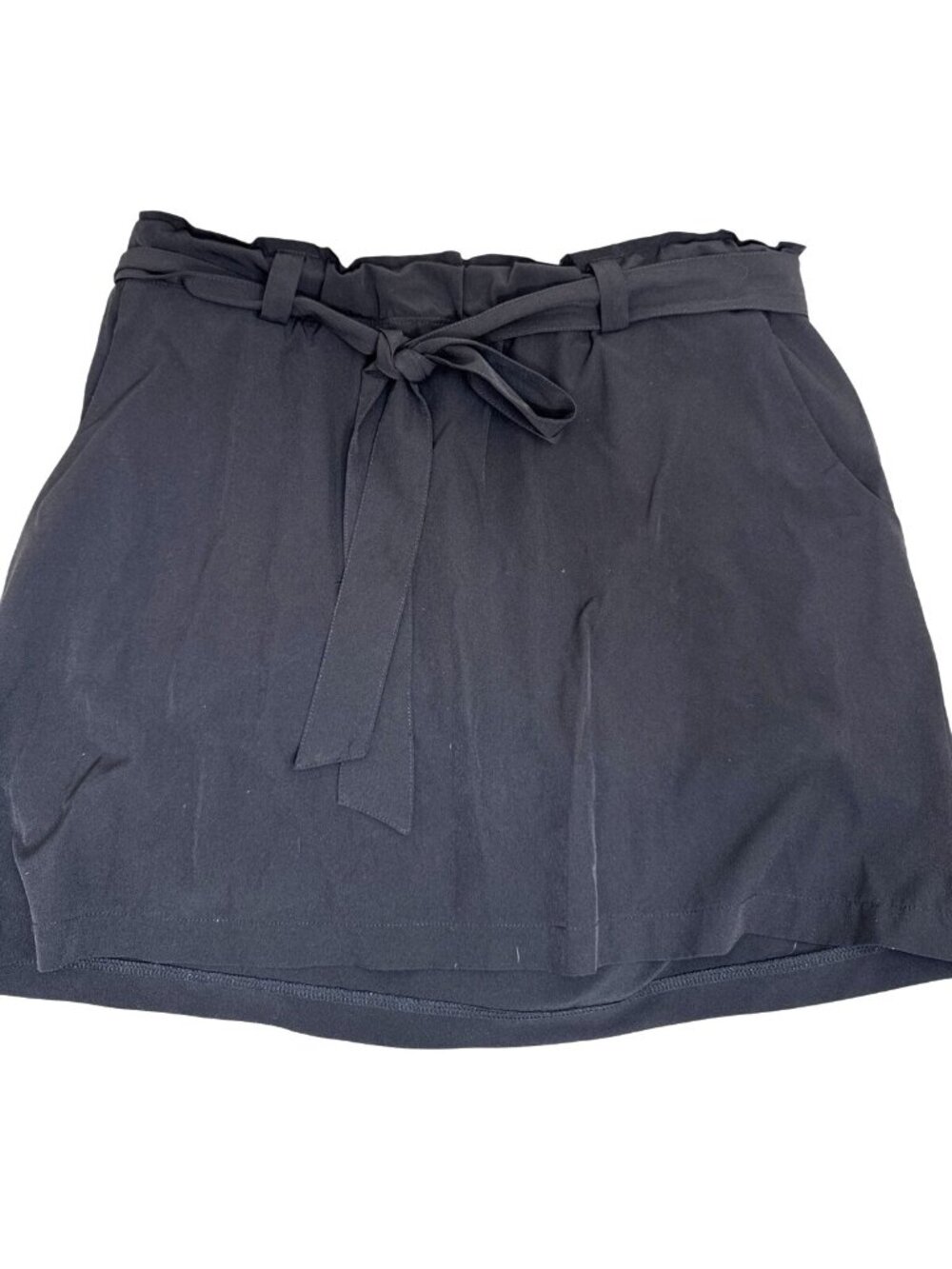 Womens Black Skort W/Pockets & Elastic Waist W/Tie Belt XL
